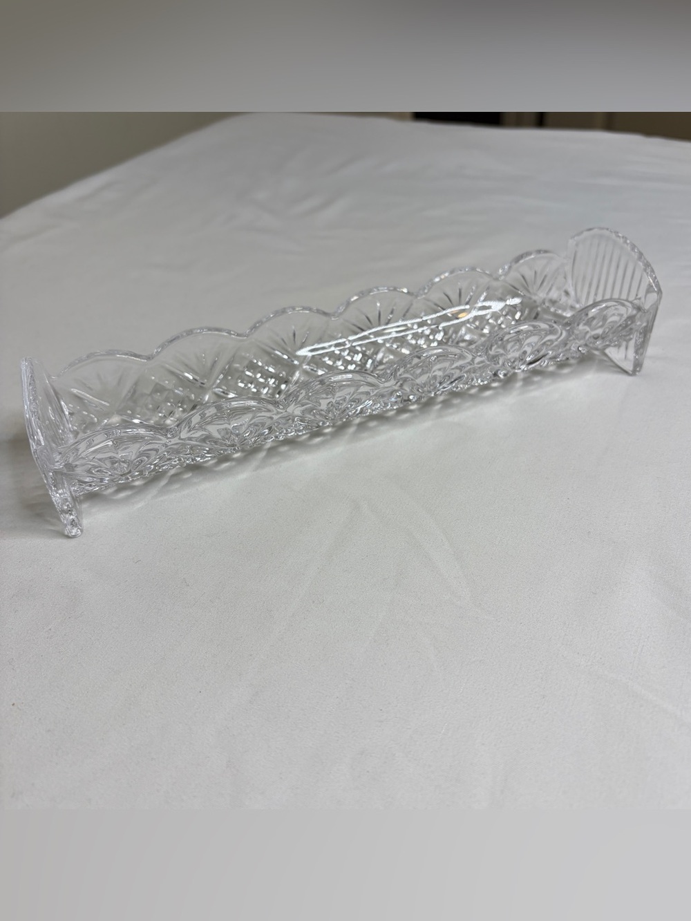 Clear Pressed Glass Cracker ServingTray with Scalloped Edge